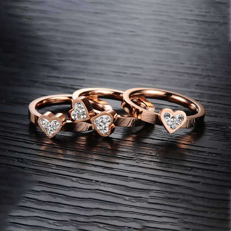 Gorgeous Three Set For Women High Quality Stainless Steel three colors Crystal Cr Ring With crystals H260312