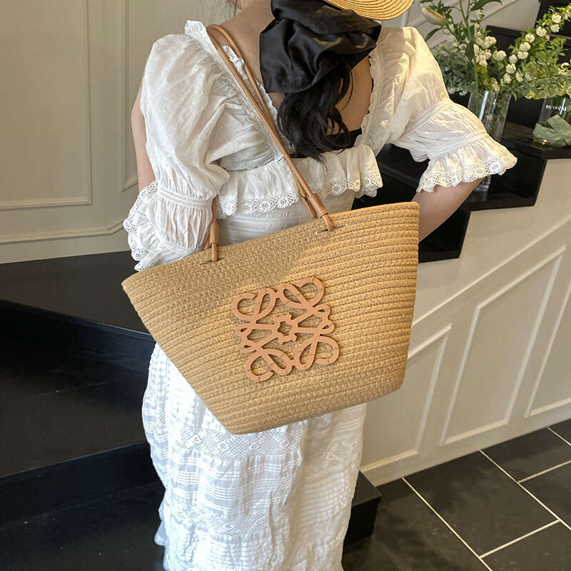 French Style Straw For Women New Summer Beach Vacation Large Capacity Tote Basket Bag