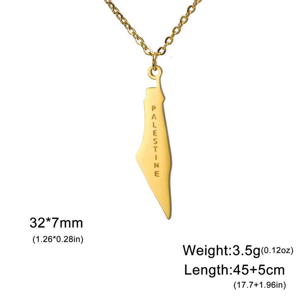 My Shape Palestine Pendant Necklaces for Women Men Gifts Palestinians Ethnic Map Choker Neck Chain Stainless Steel Jewelry H260312