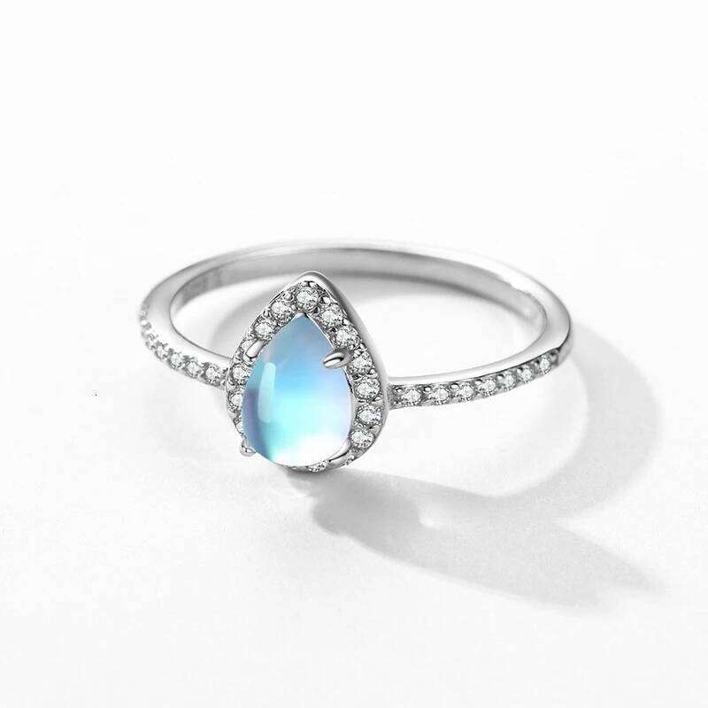 Modian 925 Sterling Silver Exquisite Water Drop Moonstone Female Finger Ring Luxury Shiny Clear CZ Fine Jewelry For Women Gifts H260312