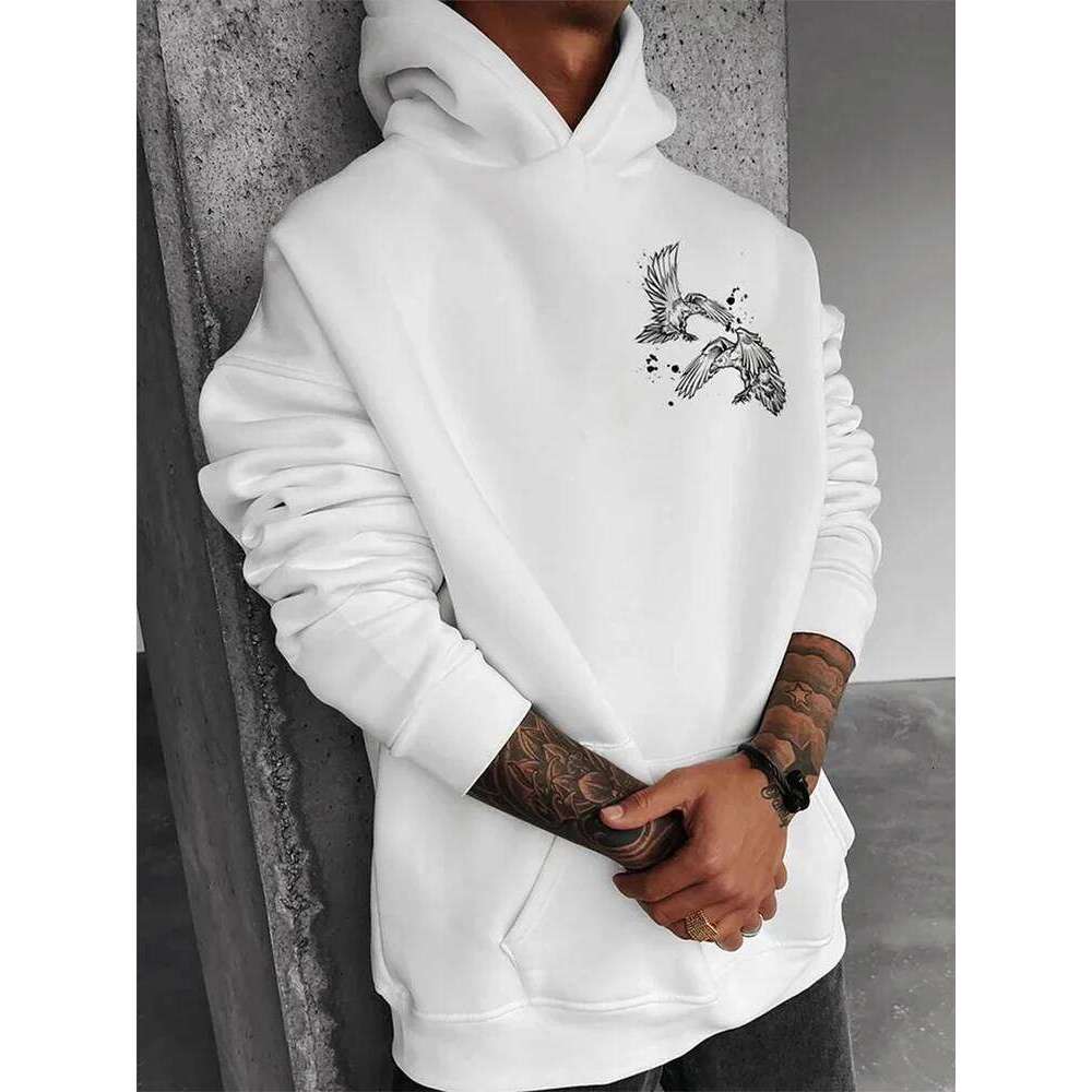 Retro Hip Hop Goth Print Men Women Hooded Sweatshirt Autumn Winter Daily Outdoor Vacation Fitness Casual Loose Warm Sportswear Z260314