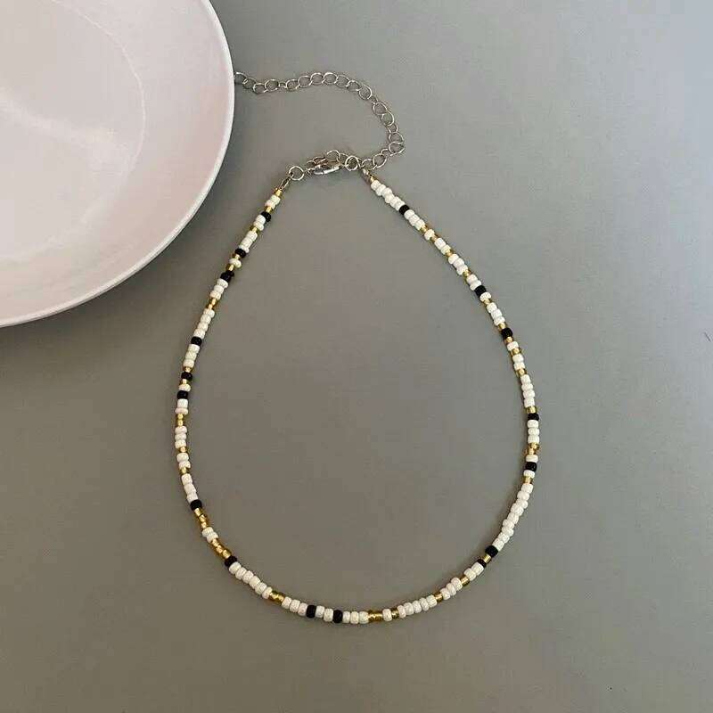 Simple color Seed Beads Bohemia Short Choker Chain Daisy Boho Charm Colorful Handmade Colar Collar Necklace Jewelry Femme H260312