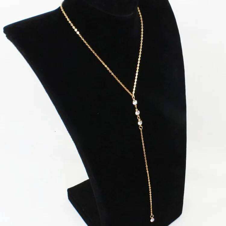 Sleek Minimalist With Rhinestones Sexy Dew Behind The Back Necklace Body Chain Long Ladies Charm Jewelry Accessories H260312