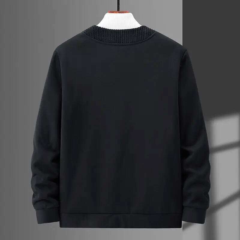 Autumn Winter New Men Lamb Wool Warm Plus Velvet Coat V-Neck Solid Button Pocket Zipper Fashion Casual Long Sleeve Cardigan Tops Z260313