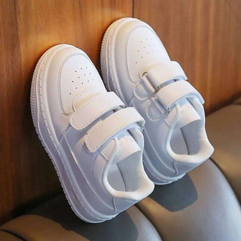 Autumn Kids White Sneakers Leisure Soft Bottom Fashion Boys Girls Sport All-match Children Trainers Non-slip Running Shoes 26Y0313