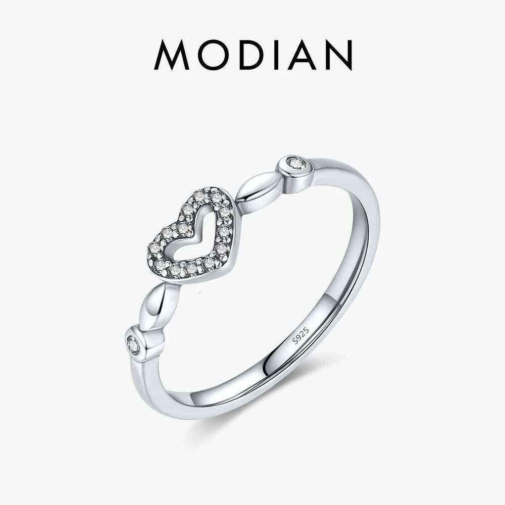 MODIAN Vintage Exquisite Ring Real 925 Sterling Silver Hollow Heart Simple Trendy Rings For Women Birthday Gift Fine Jewelry H260312