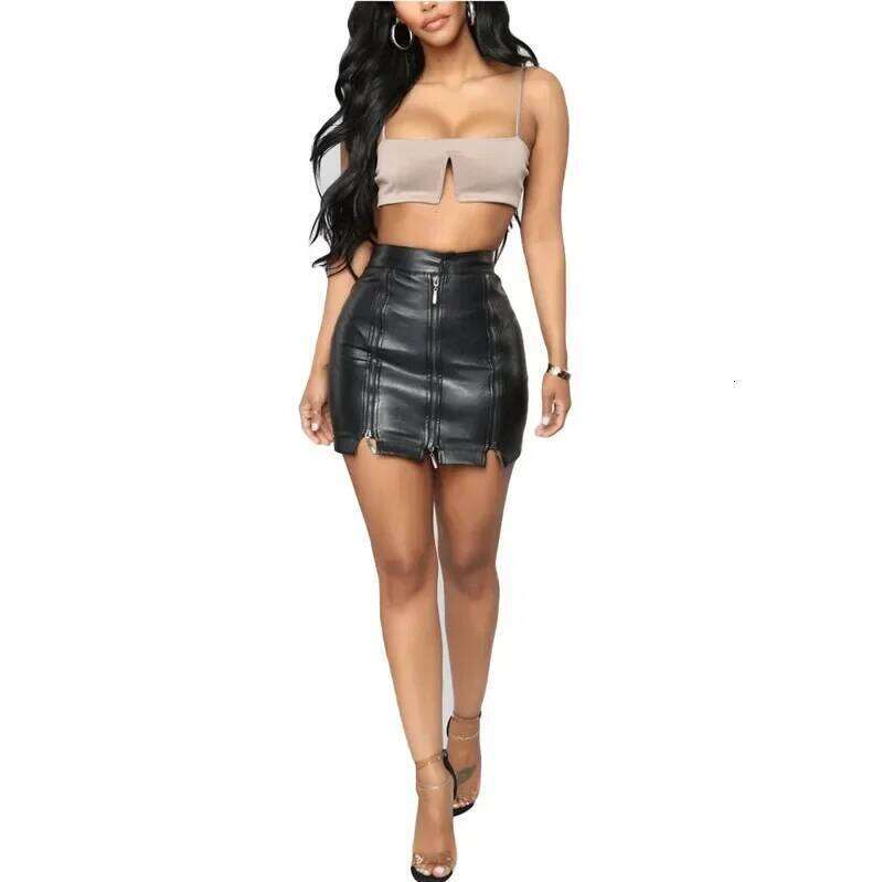 Fashion Bodycon Black Faux Skirt Saia De Couro Feminina 5XL High Waist Zip PU Leather Mini Pencil Skirts Saias Femininas Z260314