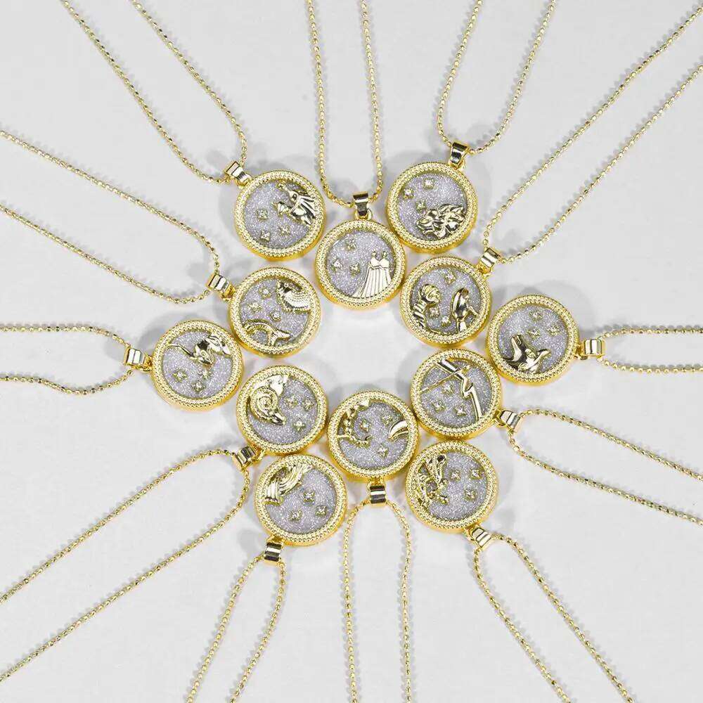 Fashion Star Zodiac Sign 12 Constellation Necklace Pendant Aries Leo Chain Choker Necklaces for Women Birthday Jewelry Gifts H260312