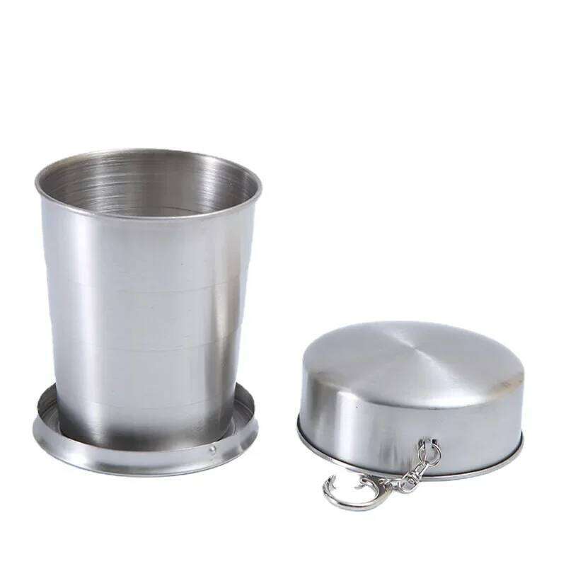 75/150/250/450ML Portable Stainless Steel Telescopic Folding Easy Carry Key Coffee Cup Outdoor Hiking Camping Drinking Set Z260314