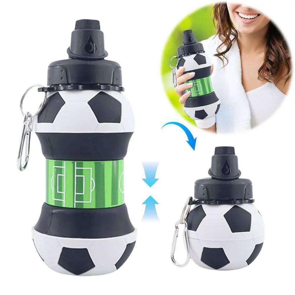 550ml Silicone Foldable Bottle Outdoor Sports Basketball Football Baseball Tennis School Leakproof Portable Water Cups Mug Z260314