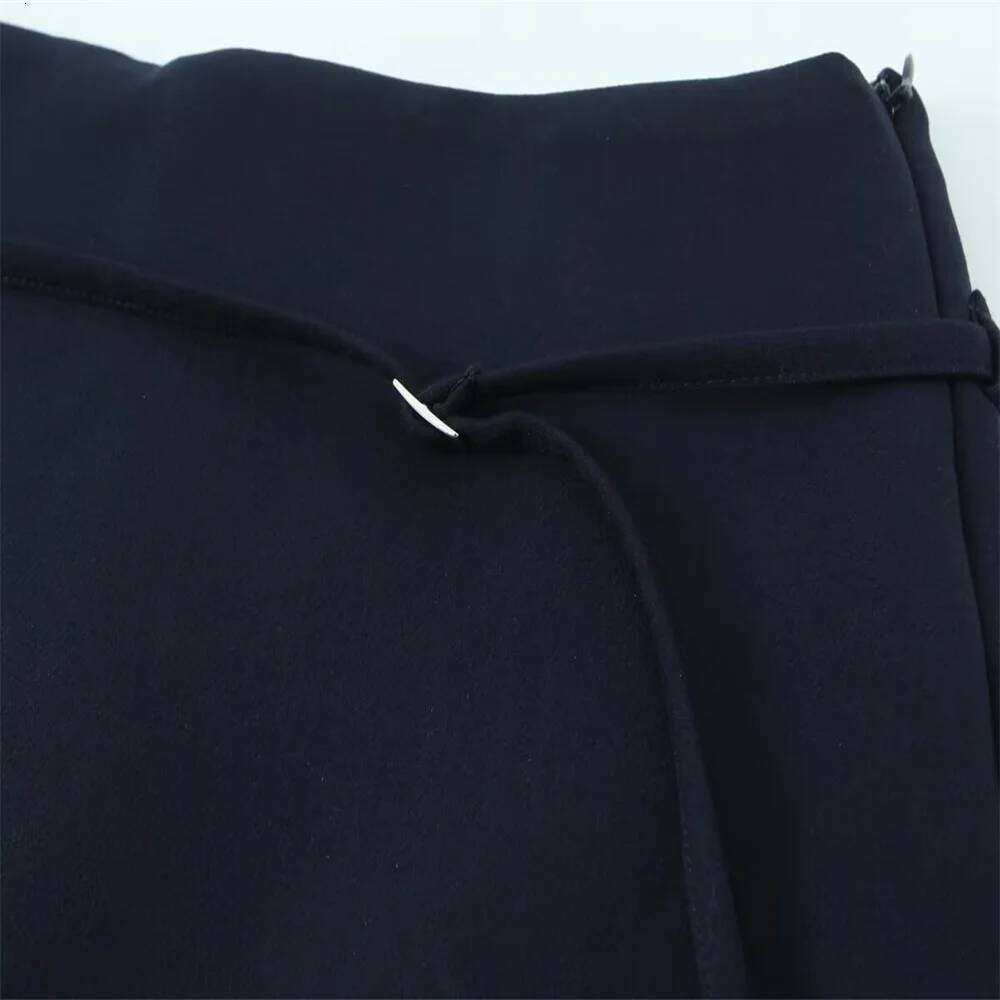 European and American style autumn new product women's versatile solid color zipper belt decoration mid waist skirt pants Z260314