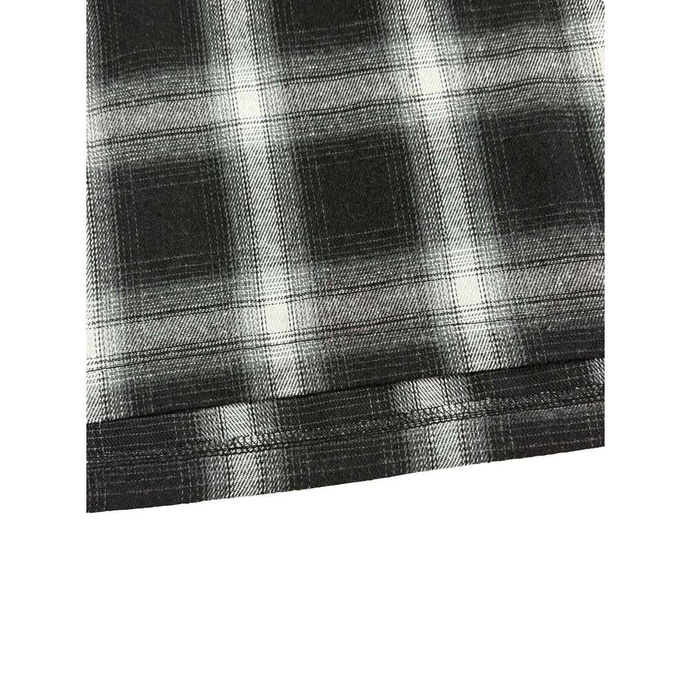 Black white plaid printed short midi skirt, suitable for daily wear in autumn and winter. Z260314