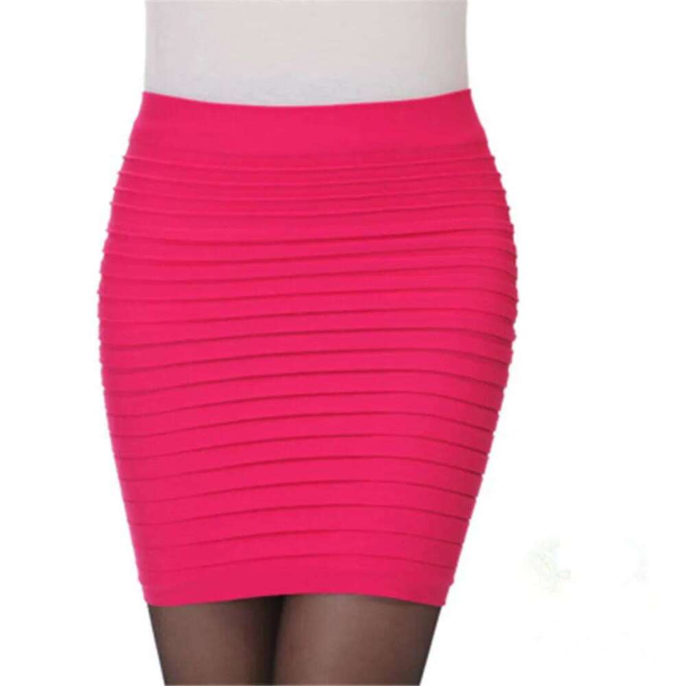 Summer Women High Waist Solid Color Elastic Pleated For Office Draped Slim Mini Skirt Sexy Lady Pencil Skirts Z260314