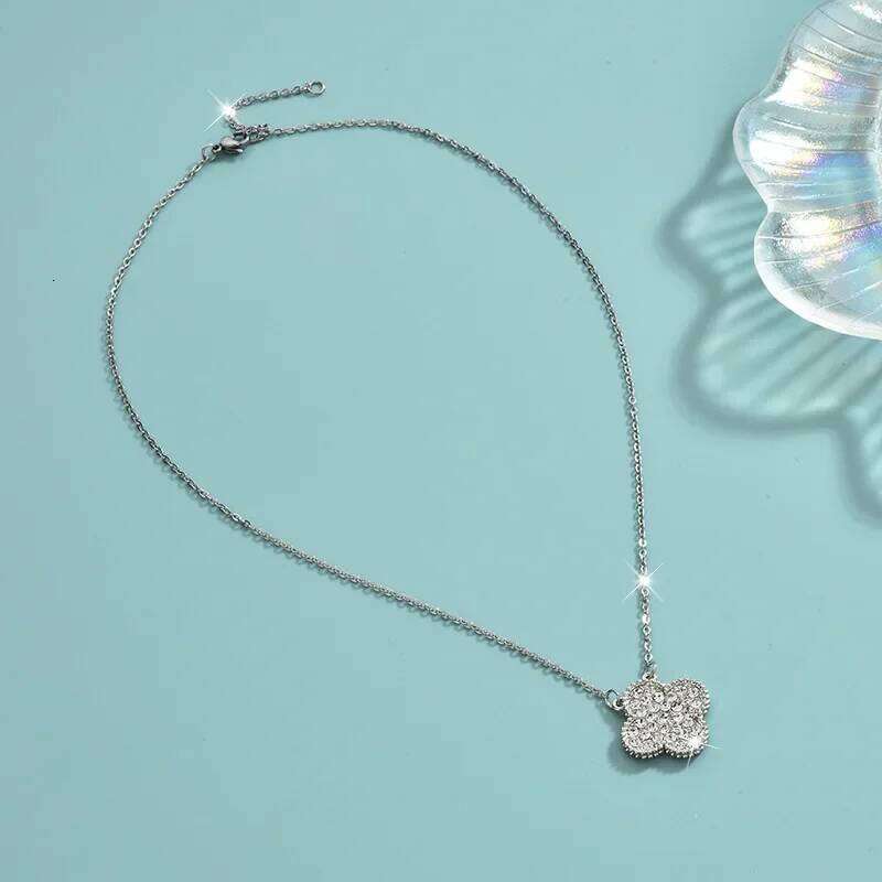 Korean Japanese Simple Style Cr Full Diamond Necklace Colorfast Elegant Jewelry Accessory from Mainland China H260312