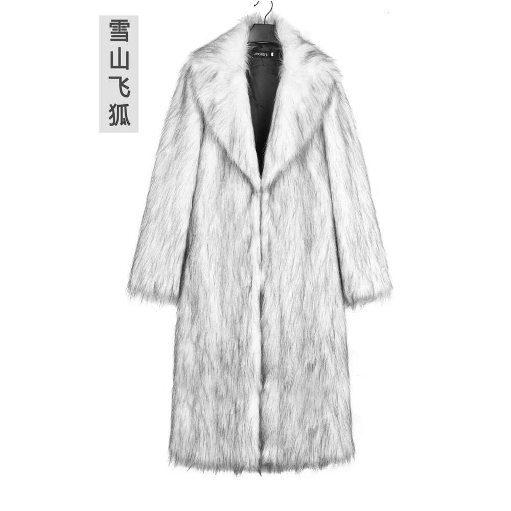 Maxi Faux Fur Men Long Coats Jackets Casual Turn Down Collar Coat Thick Warm Streetwear Trench Outerwear Autumn Winter 2025 Z260313