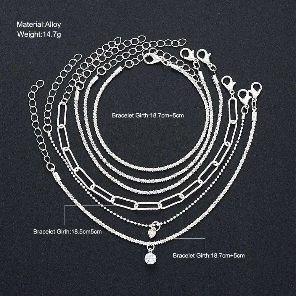 6Pcs 925 Sterling Silver Rhinestone for Women Girls Luxury Korean Sparkling Starry Sky Charm Bracelets Party Jewelry Z260313