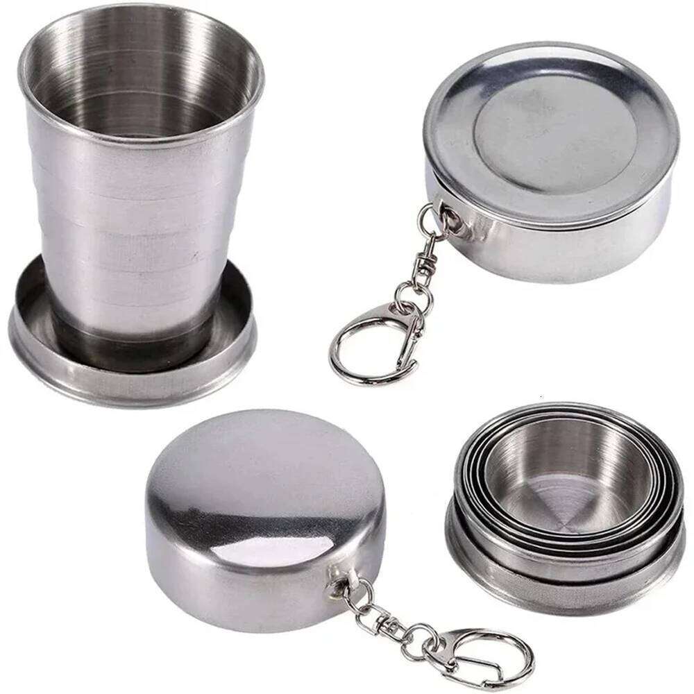 75ml Portable Stainless Steel Folding Cup Telescopic Mug Food Grade Collapsible Drinkware Outdoor Camping Hiking Travel Utensils Z260314