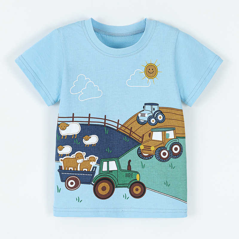 T-shirts Boys' Country Style T-Shirt with Farm Animal and Tractor Print Children's Short Sleeve T-Shirt for Spring and Summer