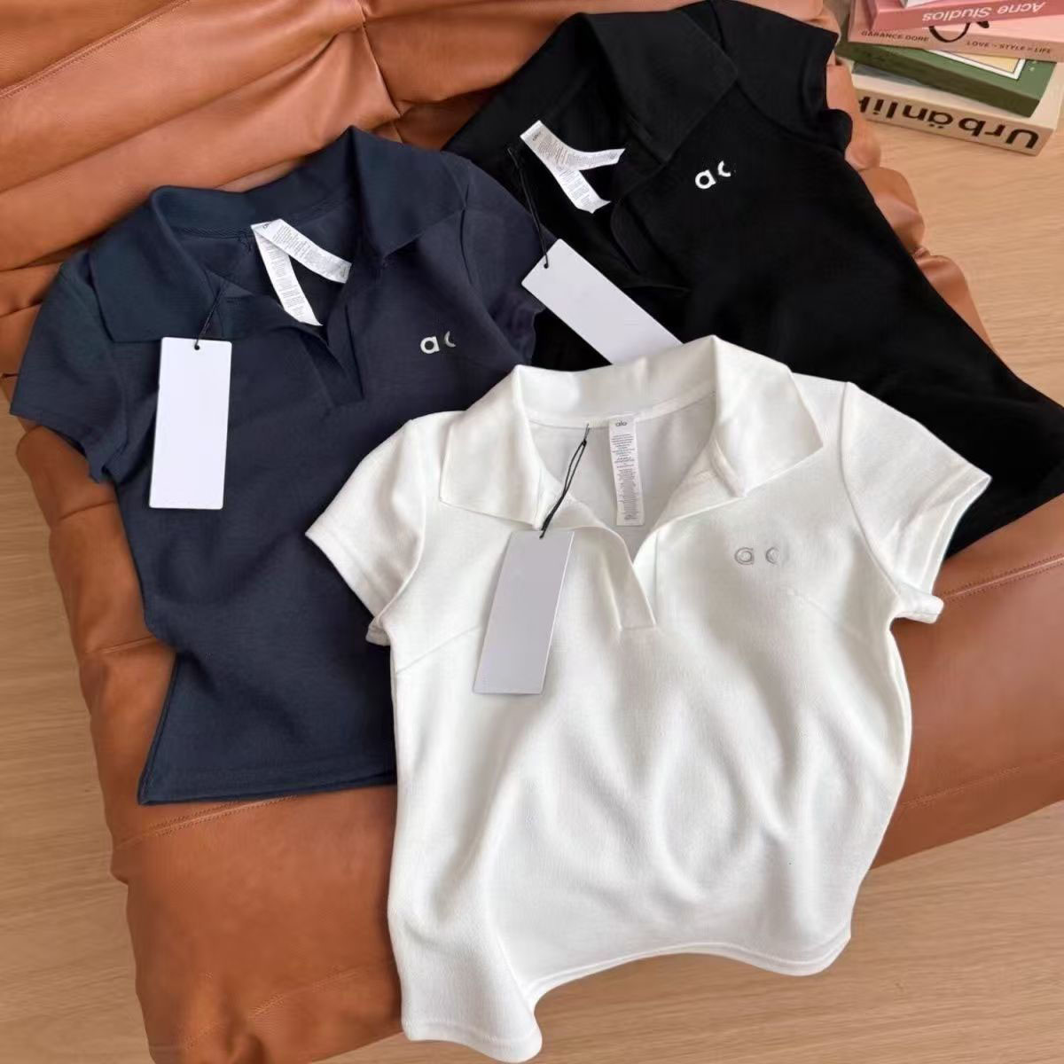 Women's Polos Summer women designer logo letter print turn down collar short sleeve polos shirts slim waist casual sports top