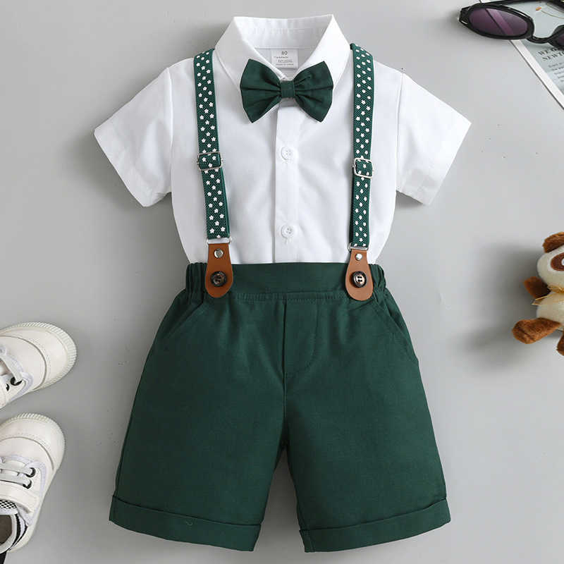 Women's Knits & Tees Children's summer short-sleeve outfit baby clothes, British gentleman suit boys' summer clothing