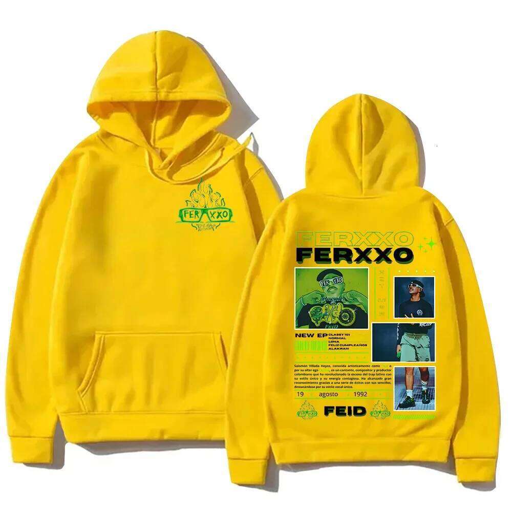 Rapper Feid Ferxxo's Adult Men's Hooded Sweatshirt Features A Hip-hop Retro Fashion Casual Autumn Winter Streetwear Collection Z260314