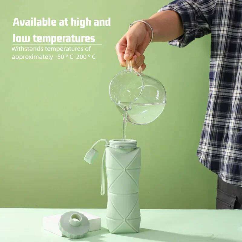 600ml Silicone Folding Water Portable Reusable Cups Outdoor Travel Gym Sports Food-grade Drinking Bottle Camping Trekking Z260313
