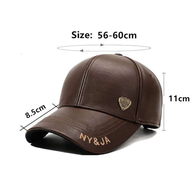 New Winter Plush Thickened Warm Baseball Caps For Men Faux Velvet Coldproof PU Leather Adjustable Size Snapback Cap Z260314