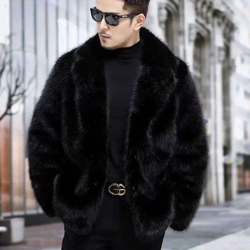 Men's Winter Tops Coat Faux Fur Mid-length Thickened Warm Vintage Comfortable Leisure Advanced Niche Versatile Skinny JJ977 Z260313