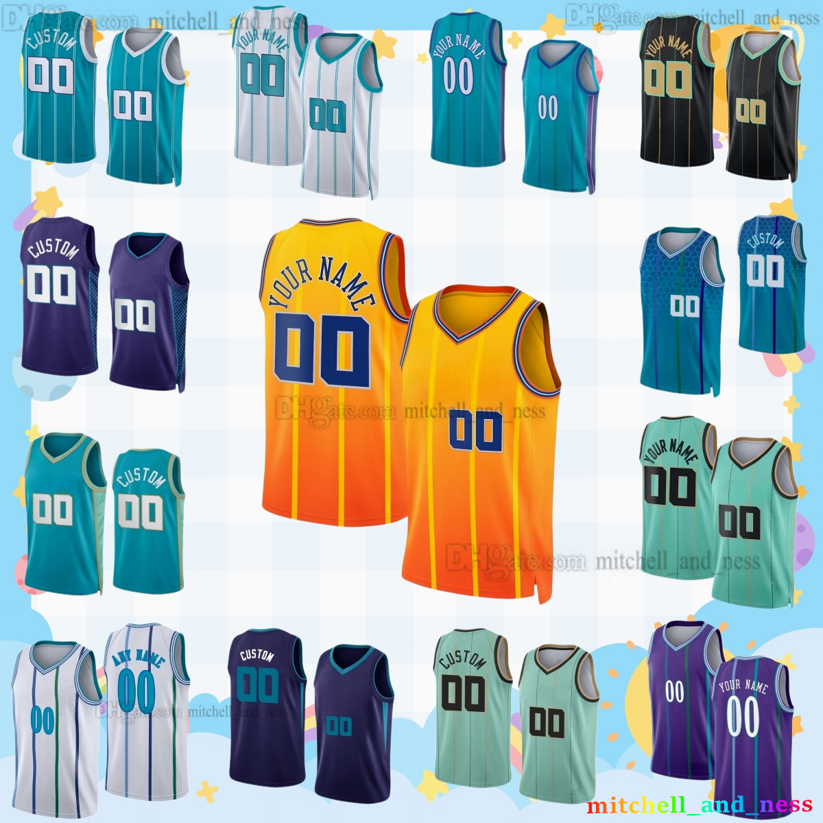 Custom New City 1 LaMelo Ball Printed Basketball Jersey 24 Brandon Miller 7 Kon Knueppel 0 Miles Bridges 3 Coby White 11 Ryan Kalkbrenner Moussa Diabate Jerseys Shorts