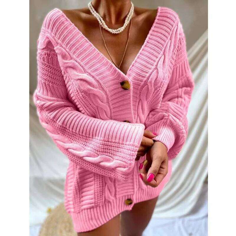 Spring New Bohemian Women's Cardigan V-Neck Long-sleeved Sweater Autumn Retro Elegant Single-breasted Knitwear Jacket Z260313