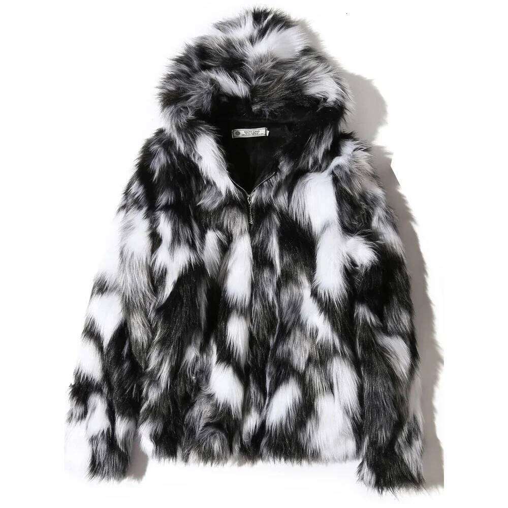 Winter Warm Plus Fleece Faux Fox Fur Casual Mens Hooded Jacket Thick Boutique Fashionable Male Slim Coats Size S-5XL Z260313