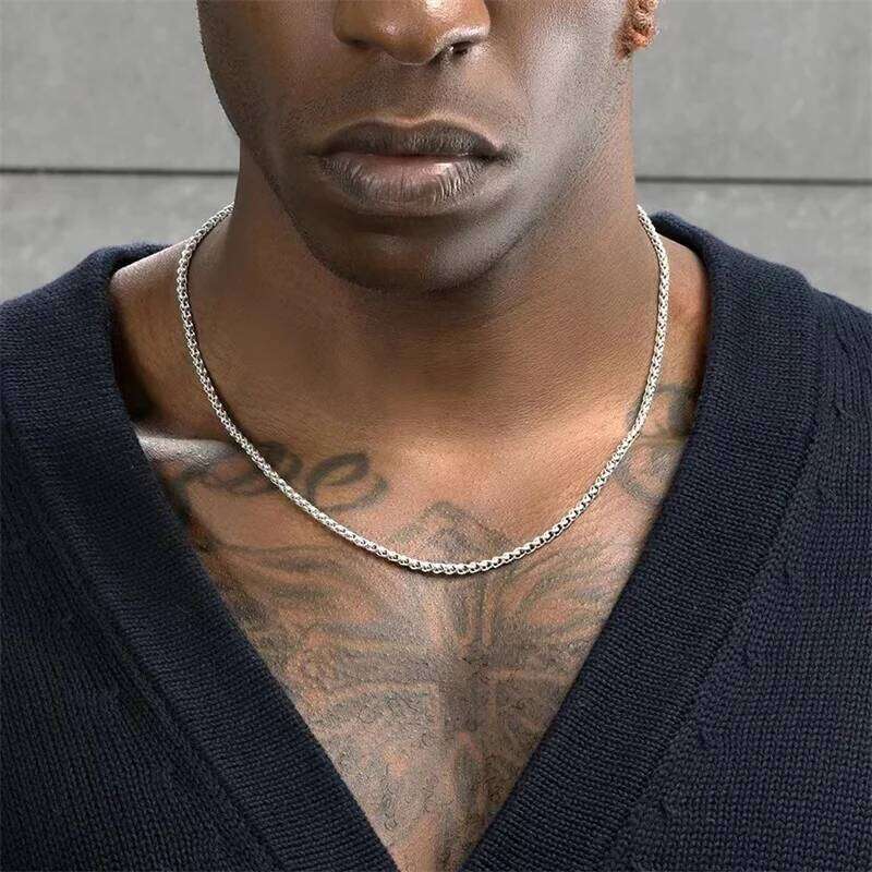 3 5 7MM Stainless Steel Flower Basket Men Hip Hop Basic Chain Necklace For Women Rock Party Jewelry H260312