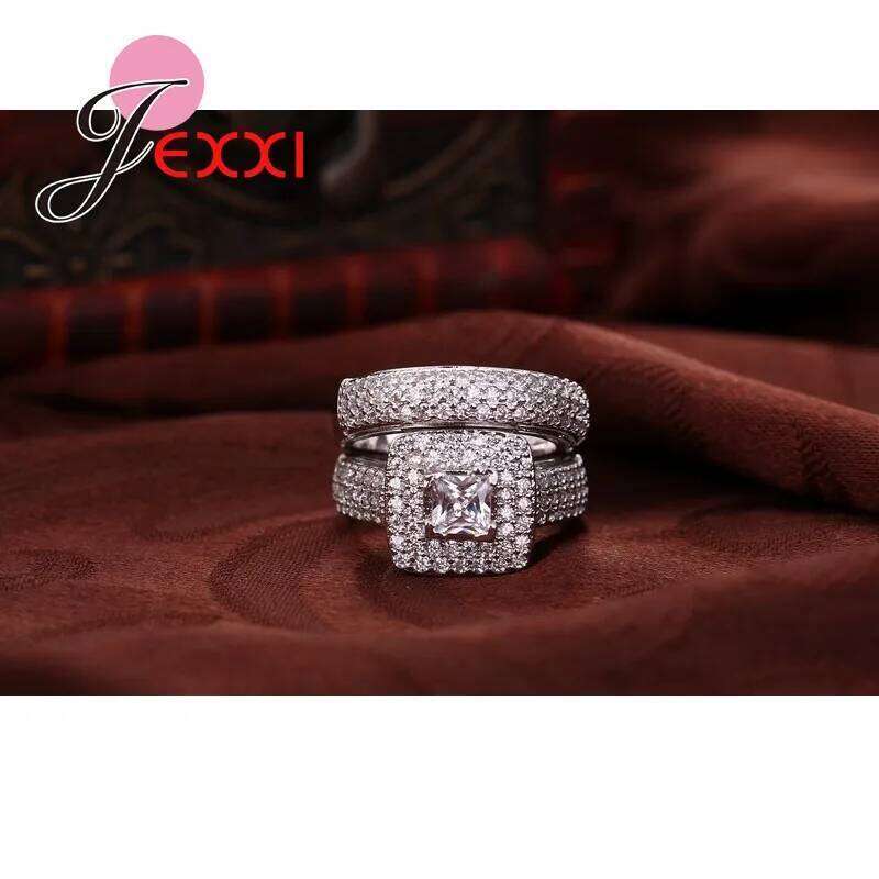 Classcial 925 Sterling Silver Wedding Ring Sets Women Bijoux For Lady Vintage CZ Crystal Jewelry Accessories H260312