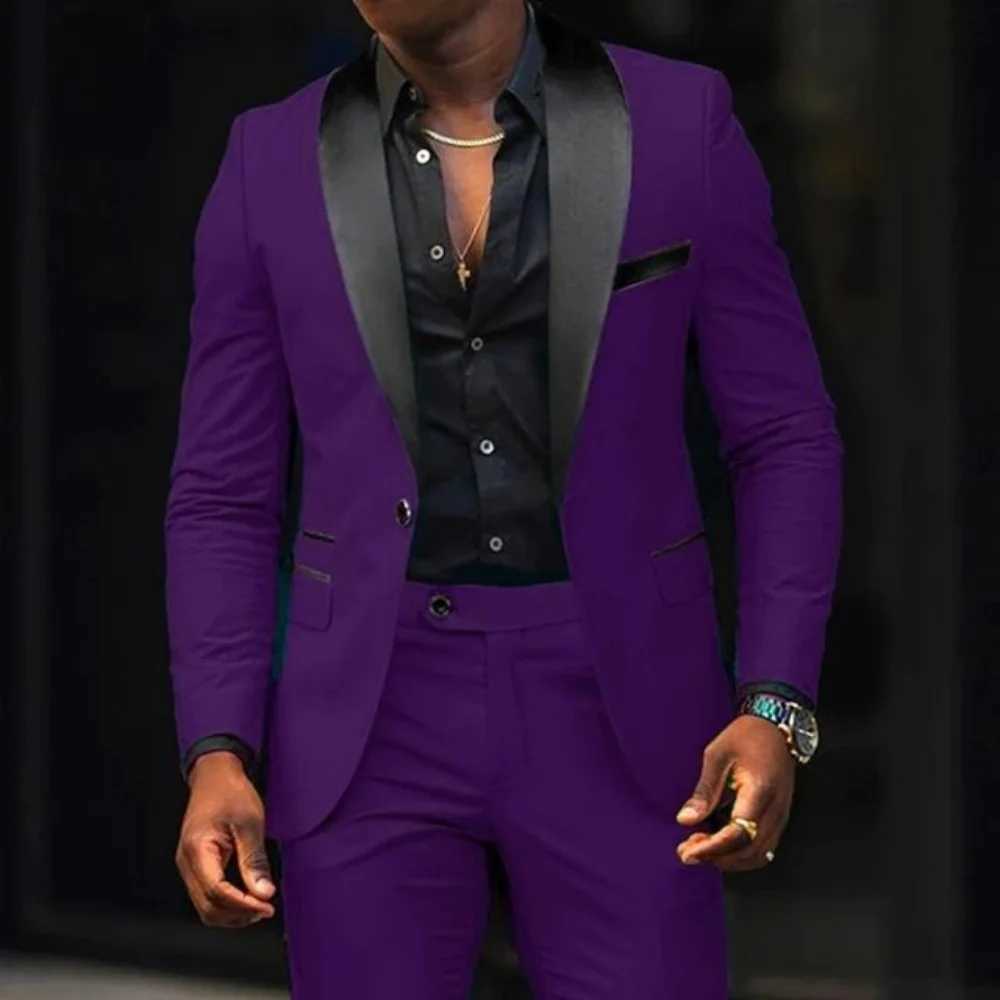 Elegant Mens Wedding Suits Single Breasted Shawl Lapel Slim Fit 2 Piece Groomsmen Outfits JaCKet Pants Sets M260313