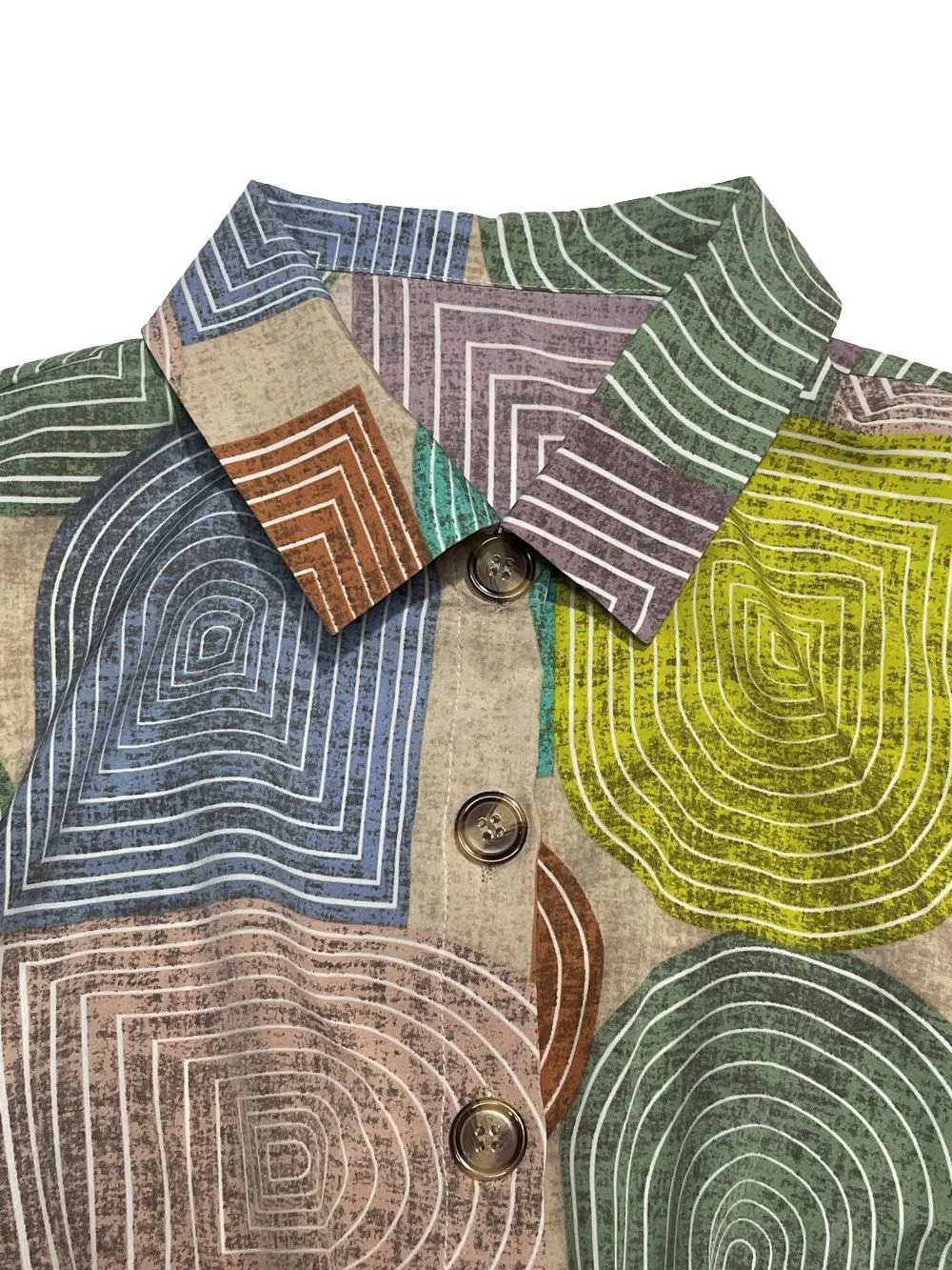 Womens Summer Geometric Printed Short-Sleeve Casual Shirt Dress Suitable for Daily WearT260314