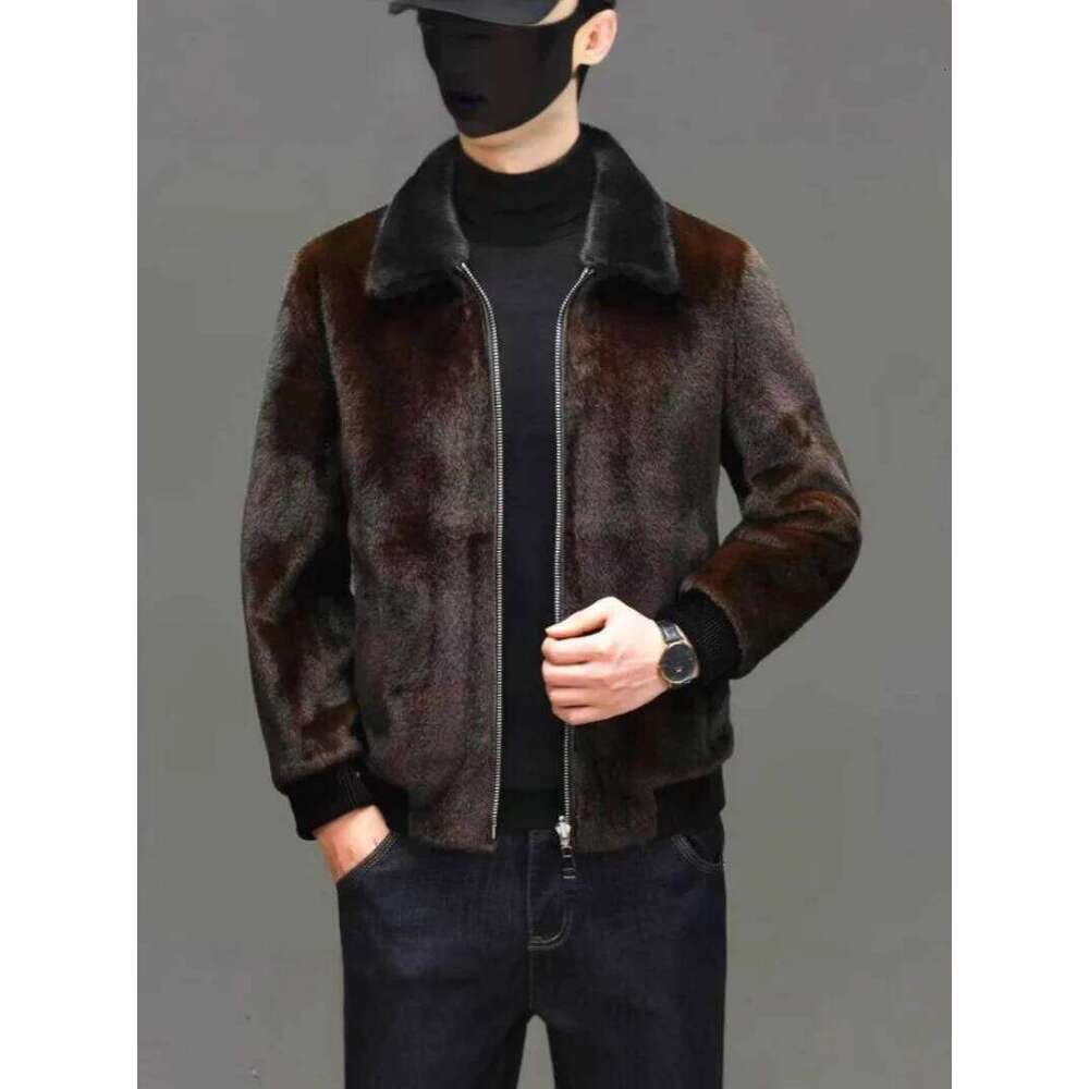 Winter New Fashion Men's Turn-down Collar Long Sleeve Zipper Faux Fur Jackets Male Thicken Casual Trendy Daily Coats Z260313