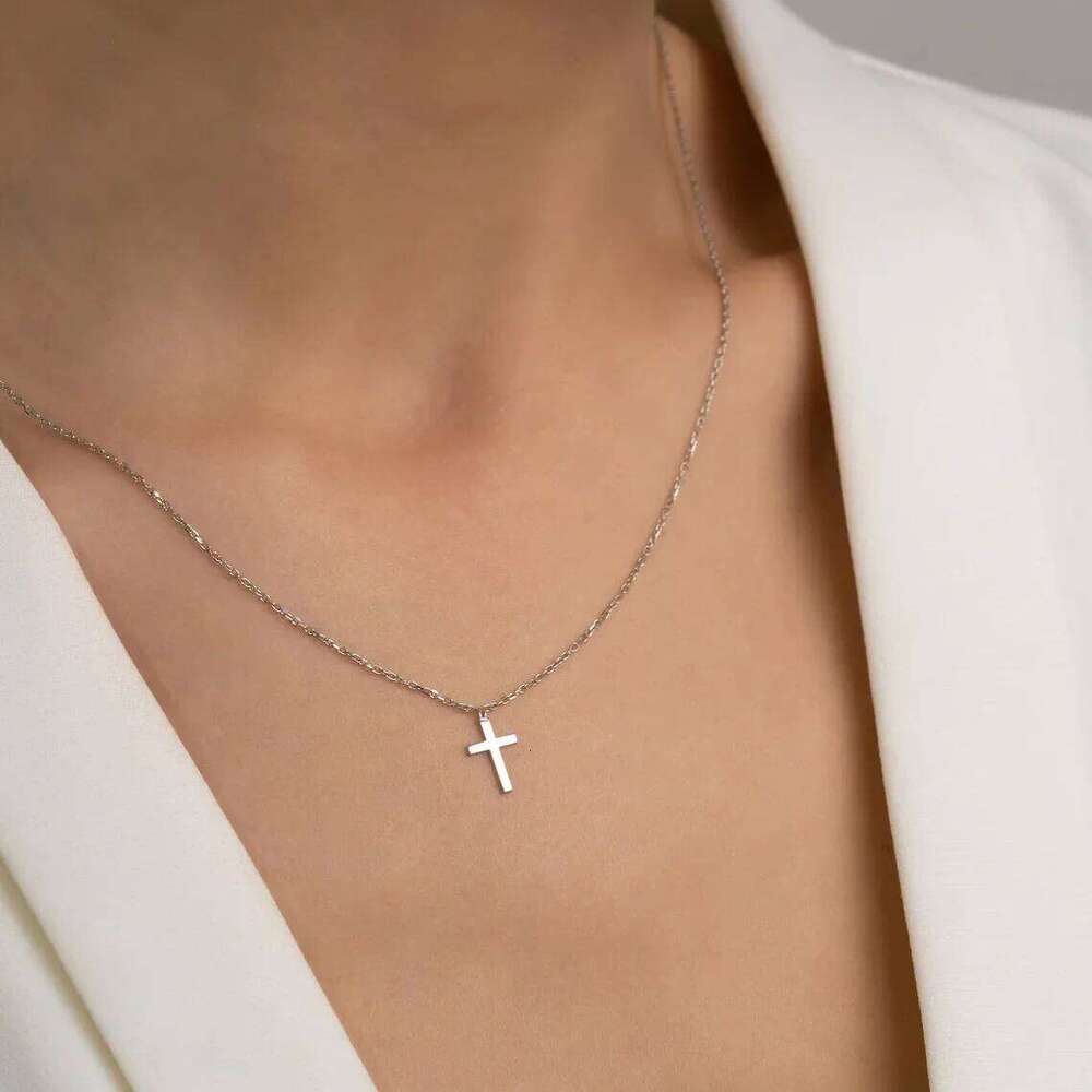 Stainless Steel Cross Necklac Gold Silver Color Necklace for Women Men Exquisite Chain Necklaces Jewelry Birthday Present H260312