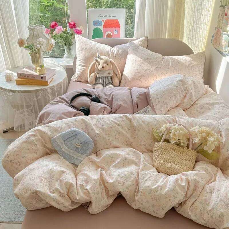 2025 new printing small fresh skin-friendly and comfortable quilt cover four-piece bedding student dormitory three-piece set H260312 - view 5