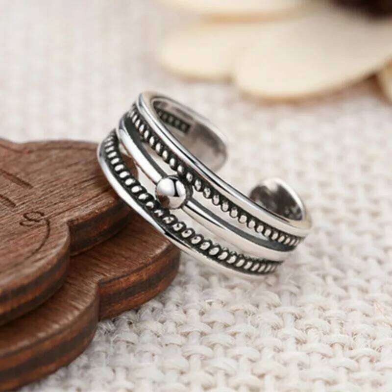 925 Sterling Silver 3 layers vintage open Women Jewelry Beautiful Finger Open Rings For Party Birthday Gift H260312