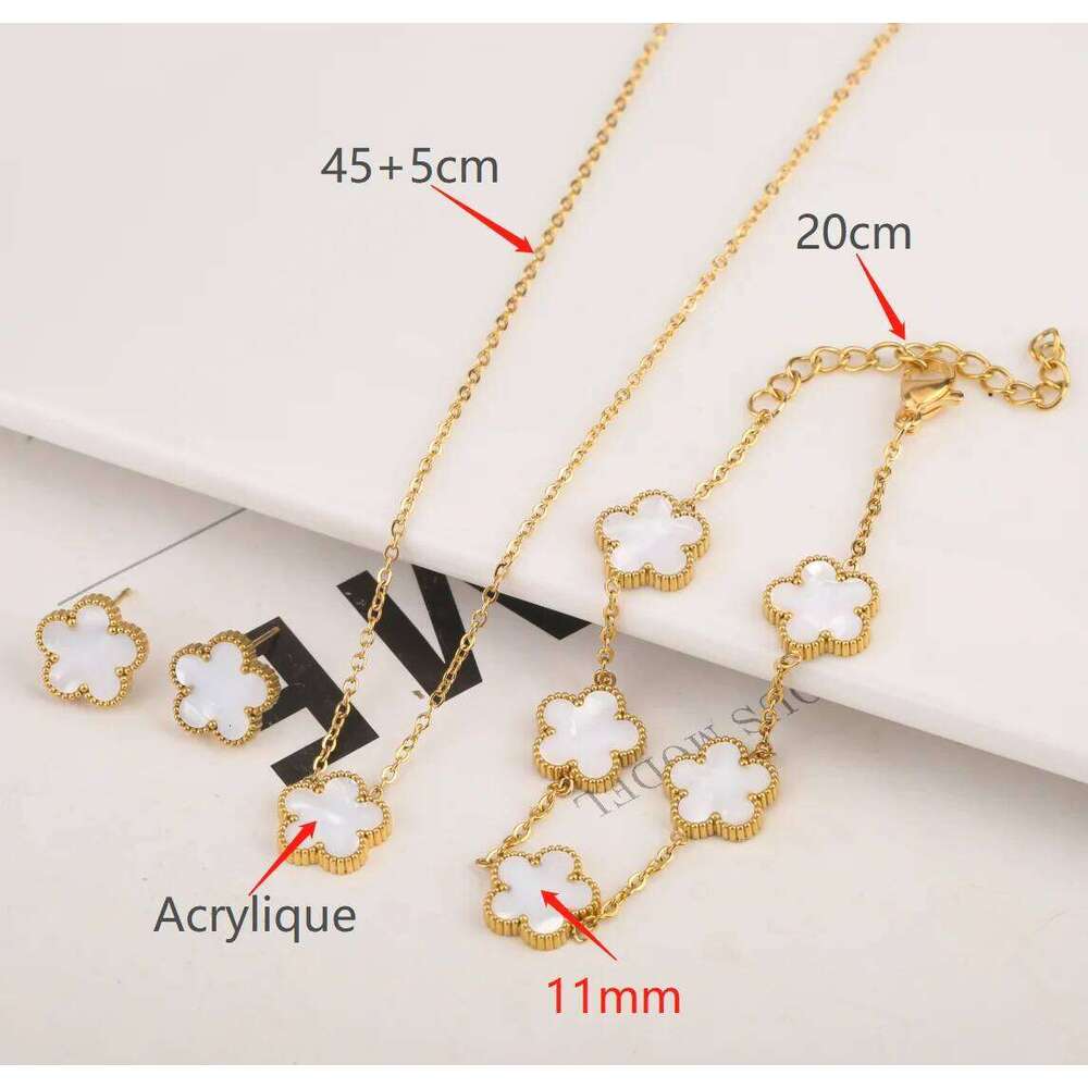 Adjustable New Design Gold Plated Stainless Steel 316L Plant Flower Bracelet With Five Leaf Petals Women's Luxury Gifts Clover Z260313