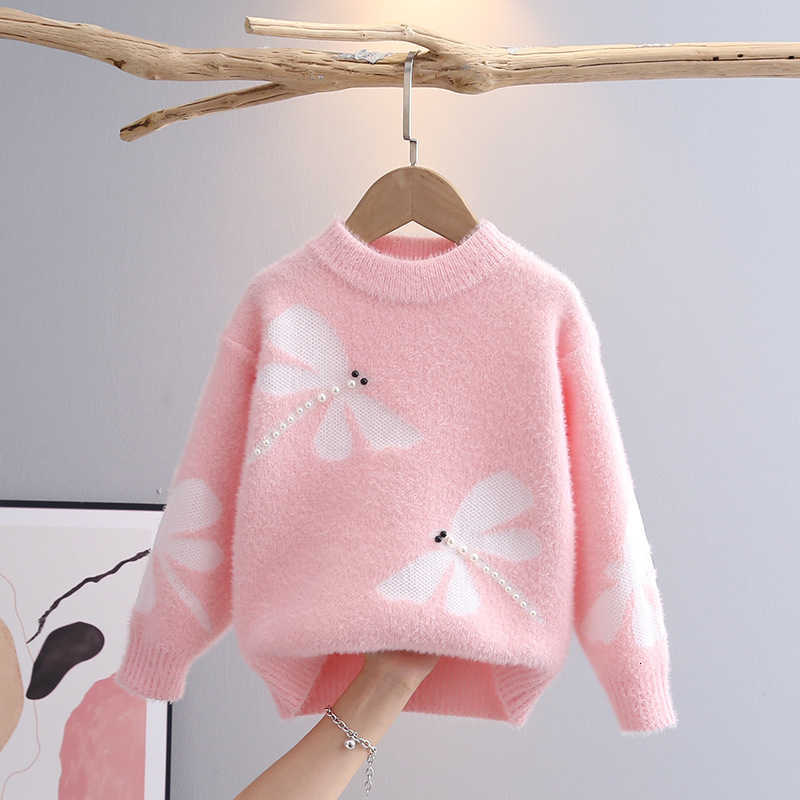 Women's Knits & Tees Girls' Sweater Base Knitwear Stylish Thickened Imitation Mink Velvet New Autumn Winter Pullover for Toddlers and Young 