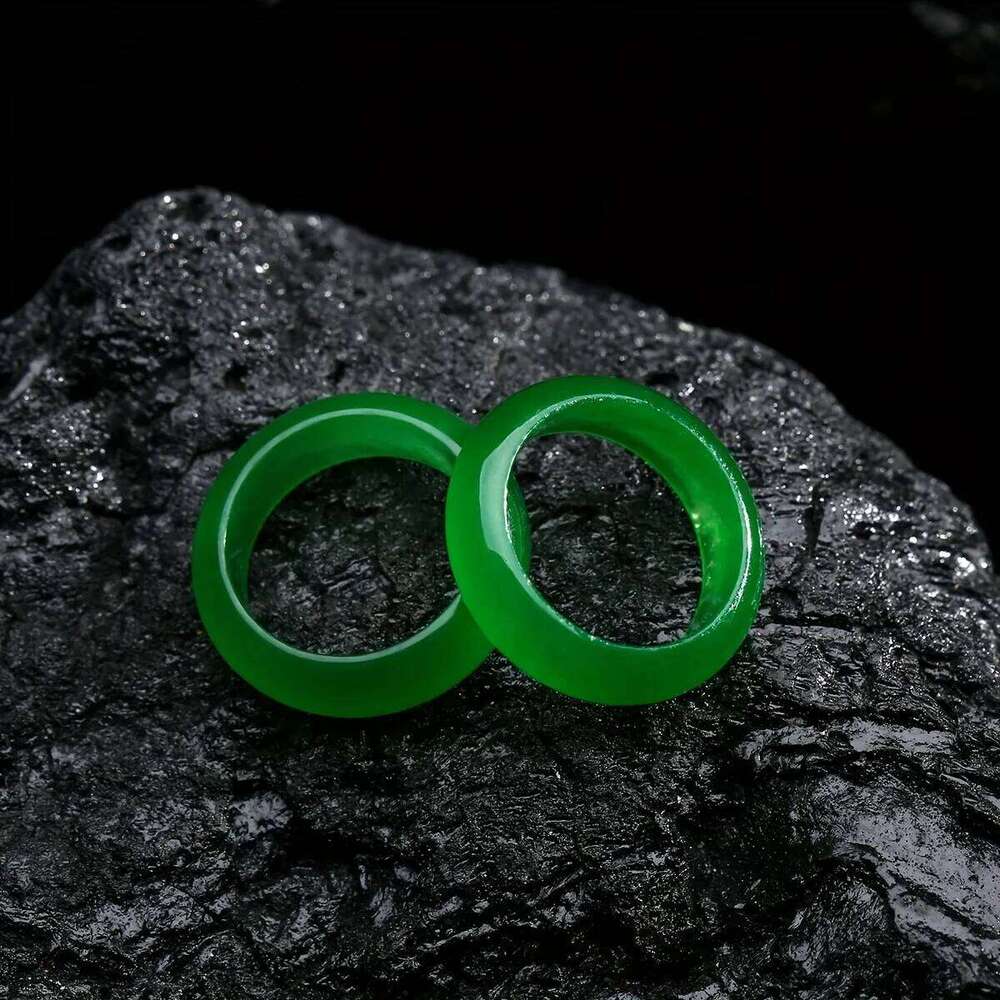 1 Piece Natural Pink Yellow Green Jade Ring Unisex Band for Women Men Couple Wedding Jewelry Size 5-12 H260312