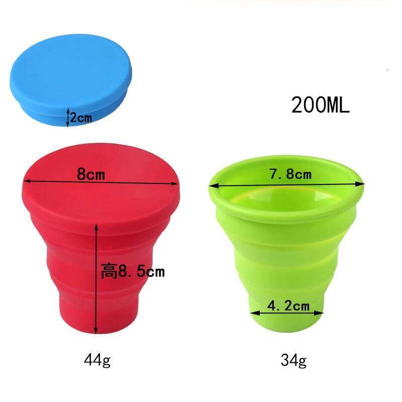 Portable Folding Glass Silicone Retractable Mug High-temperature Resistant Food Grade Water Cup for Outdoor Travel 200ml Z260313