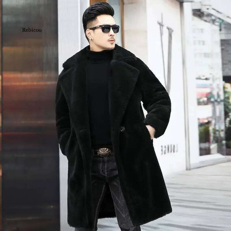Men's fur imitation wool coat autumn and winter new warm windbreaker leisure large size Z260313