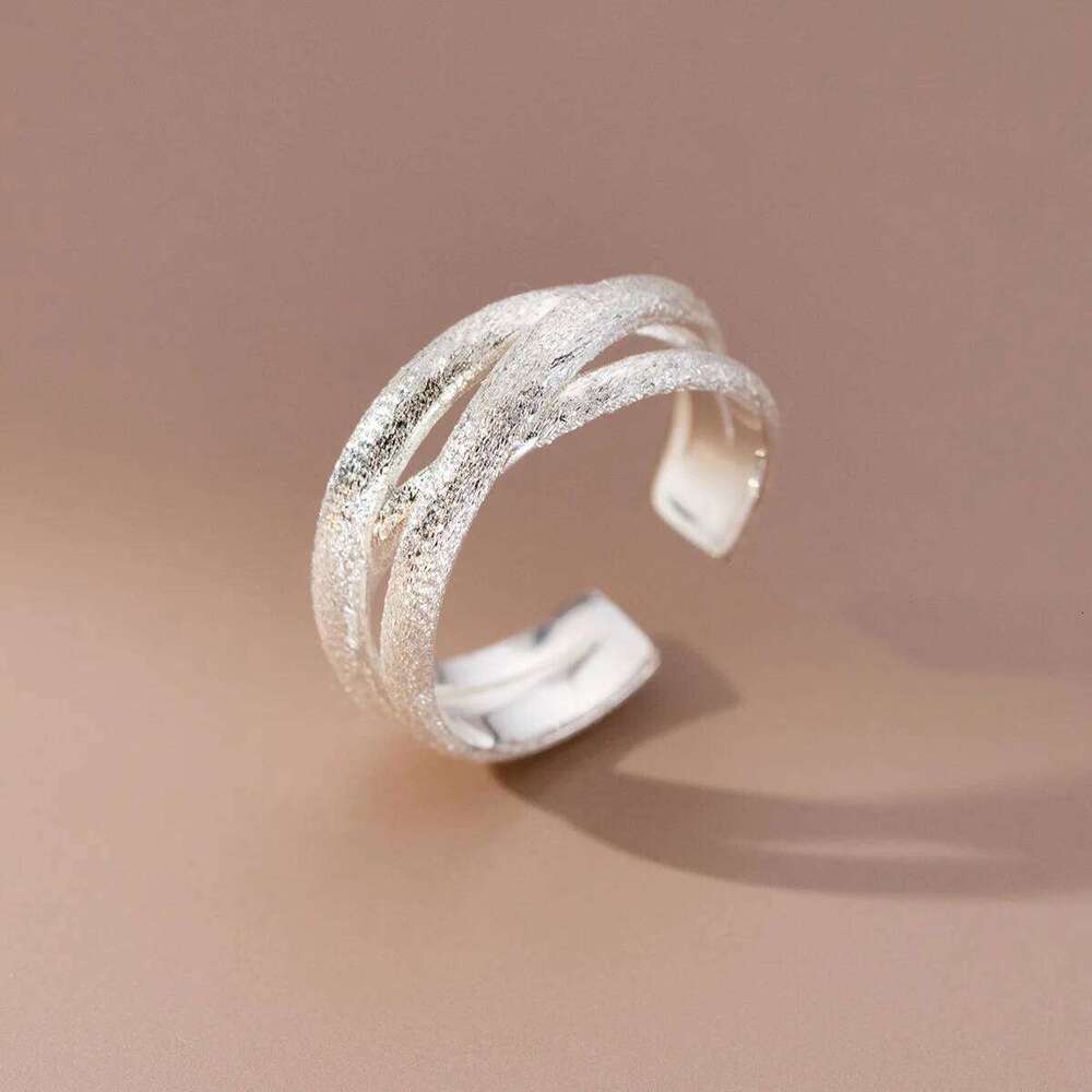 925 Sterling Silver Frosting Overlapping Rings For Women Wedding Jewelry Wholesale H260312