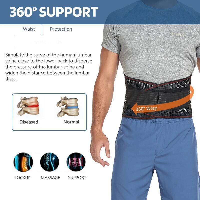 Lower Brace Lightweight Breathable Lumbar Support Belt for Men/Women Sciatica Back Pain Relief Waist 26Y0313