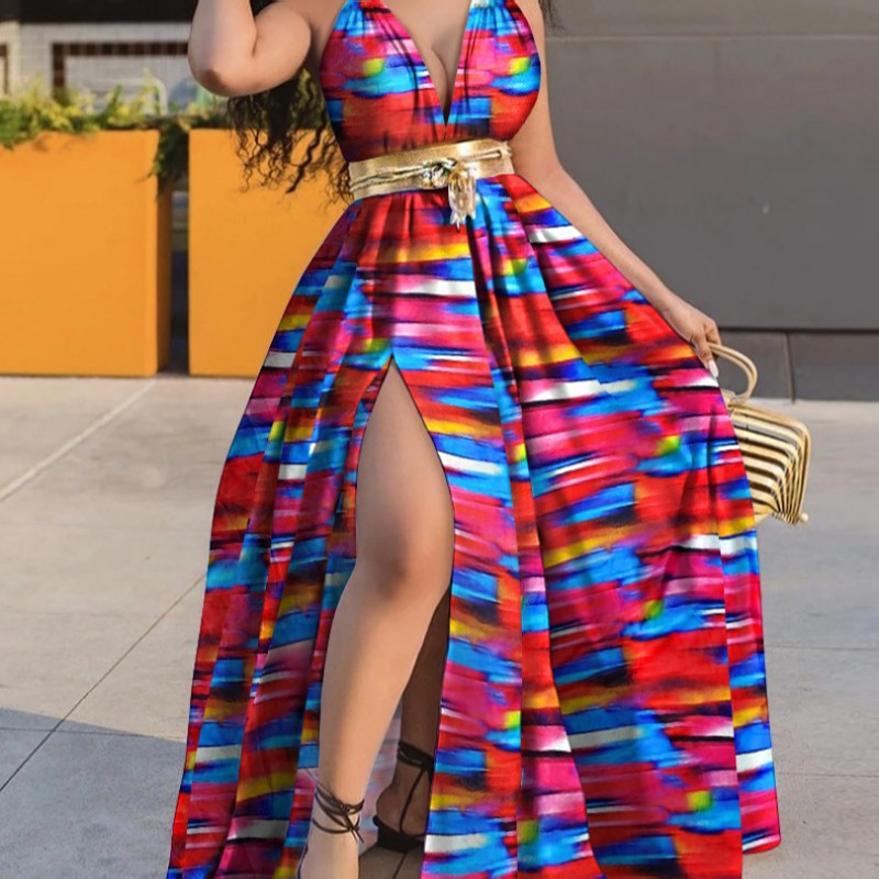 Dress women long sleeve one shoulder dolka dot pint summer elegant plus size maxi dress white evening party club clothes 210515