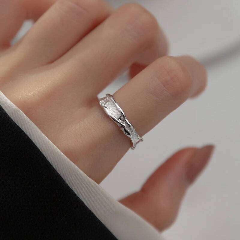 Modian Simple Real 925 Sterling Silver Geometric Open Size Finger Rings Fashion Bbstract Fine Jewelry For Women Accessories H260312