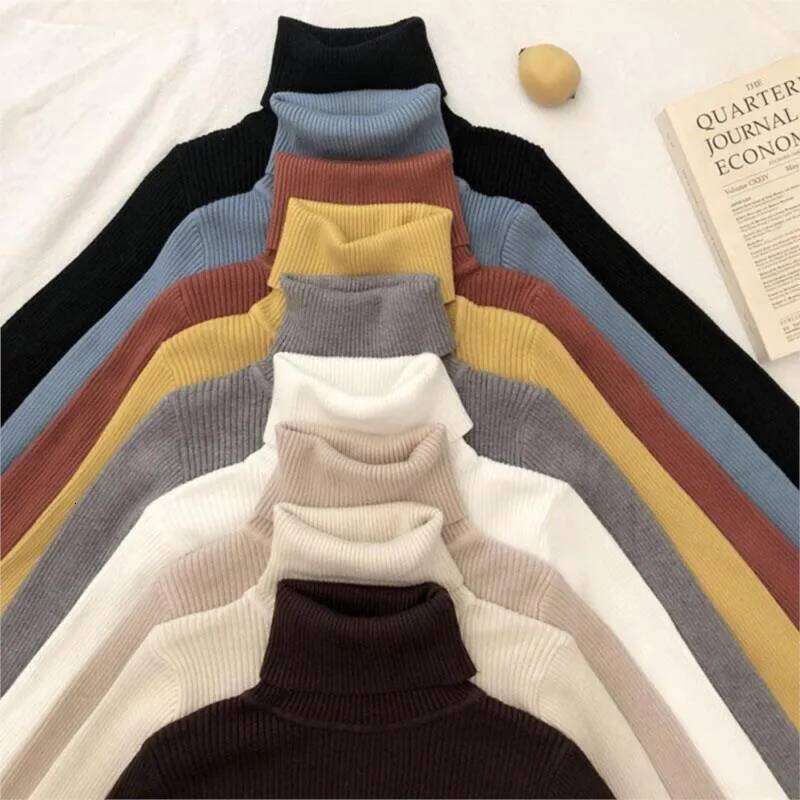 Women's Knitted Pullover Sweater New Sweaters Ladies Turtleneck Top Women Bottoming Jumper Winter Clothes Woman Z260314
