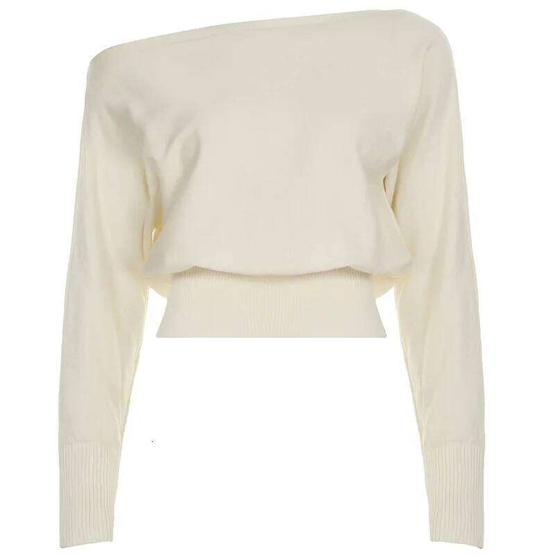 2025 Solid Off-Shoulder Sweater Loose Slash Neck Long Sleeve Knitted Pullovers Women Autumn Winter Fashion Casual Lady Z260313